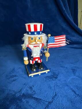 December Home 7" Uncle Sam Nutcracker Figurine with American Flag